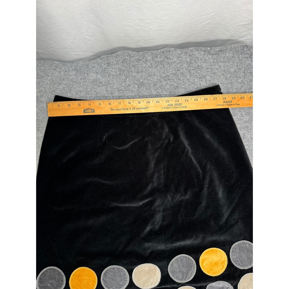 Vintage Boden Black Velvet A-Lined Skirt w/Circle Applique Size 16R - Picture 7 of 8